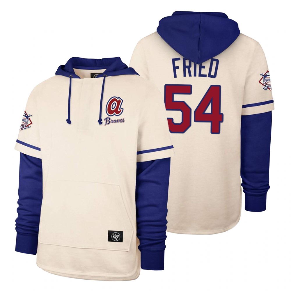Men Atlanta Braves #54 Fried Cream 2021 Pullover Hoodie MLB Jersey->atlanta braves->MLB Jersey